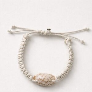 Beige Braided Bracelet with Shell Accent